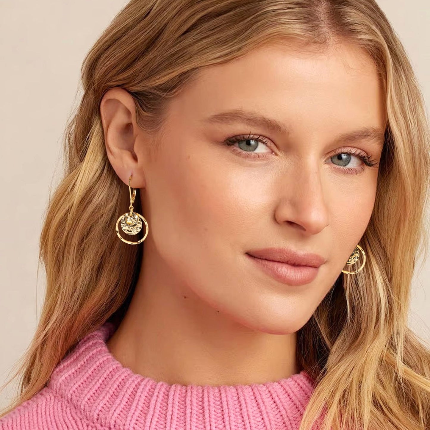 Brass Irregular Wafer Ring Ear Clip