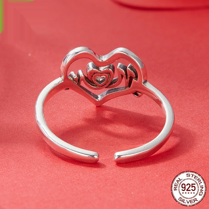 Mother's Day Love Heart-shaped Ring S925 Sterling Silver