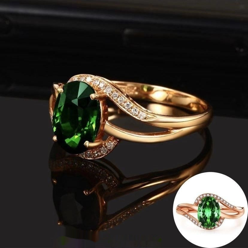 Women's Oval Inlaid Amethyst Chalcedony Ring