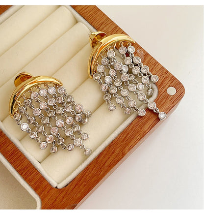 Exaggerated Zircon Ins Tassel Earrings Niche Design