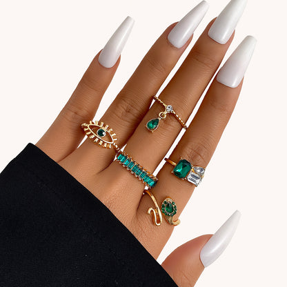 Emerald Diamond-studded Ring Suit Women