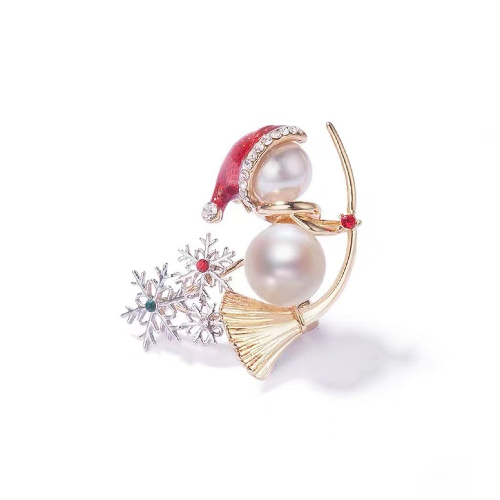 Christmas Cross-border Diamond Snowflake Pearl Hat Snowman Earrings