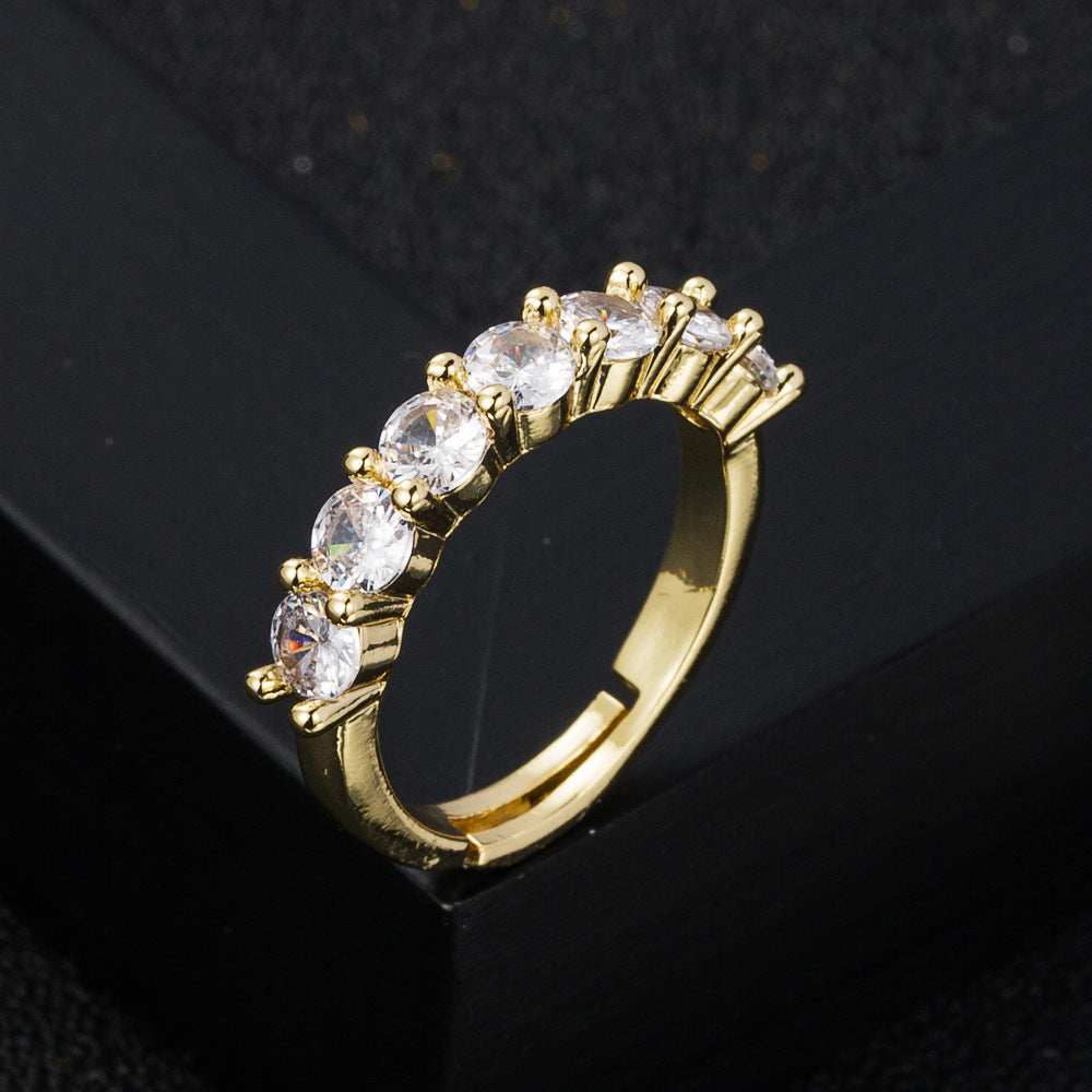 Personality Copper-plated Gold Micro-inlaid Zircon Ring
