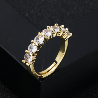 Personality Copper-plated Gold Micro-inlaid Zircon Ring