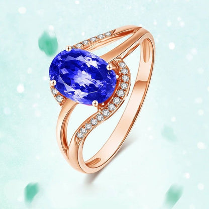 Women's Oval Inlaid Amethyst Chalcedony Ring
