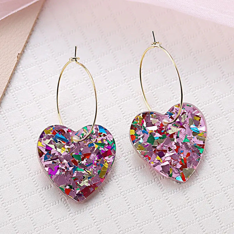 Three-layer Heart Shaped Love Earrings Simple Pendant Acrylic