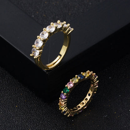Personality Copper-plated Gold Micro-inlaid Zircon Ring