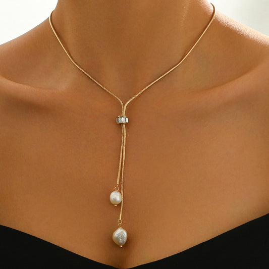 Lxalry Golden Electroplated Iron Dual Pendant Necklace, Adjustable Layered Chain Jewelry For Women, Handmade Lightweight Gift For Everyday Elegance & Special Occasions