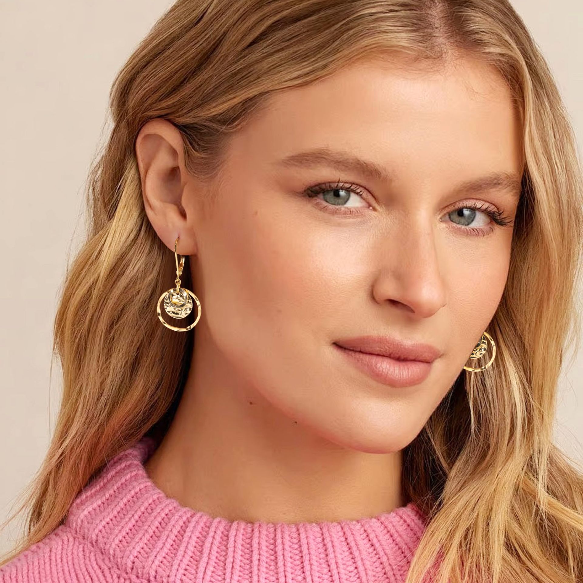 Brass Irregular Wafer Ring Ear Clip