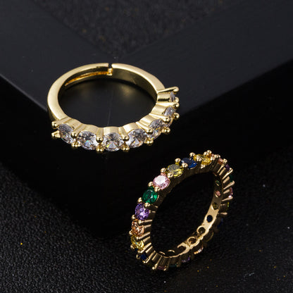 Personality Copper-plated Gold Micro-inlaid Zircon Ring