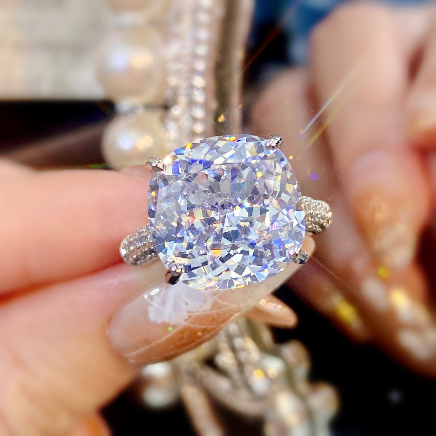 Oversized Sparkling Starry Sky Cut Ring